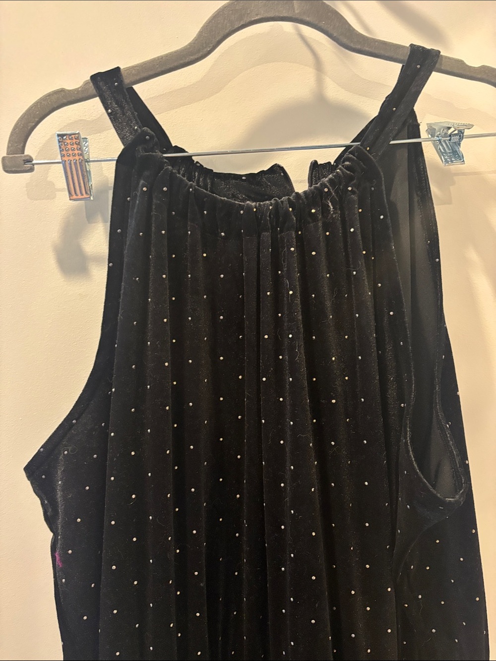 Studded Black Velvet Halter Jumpsuit
